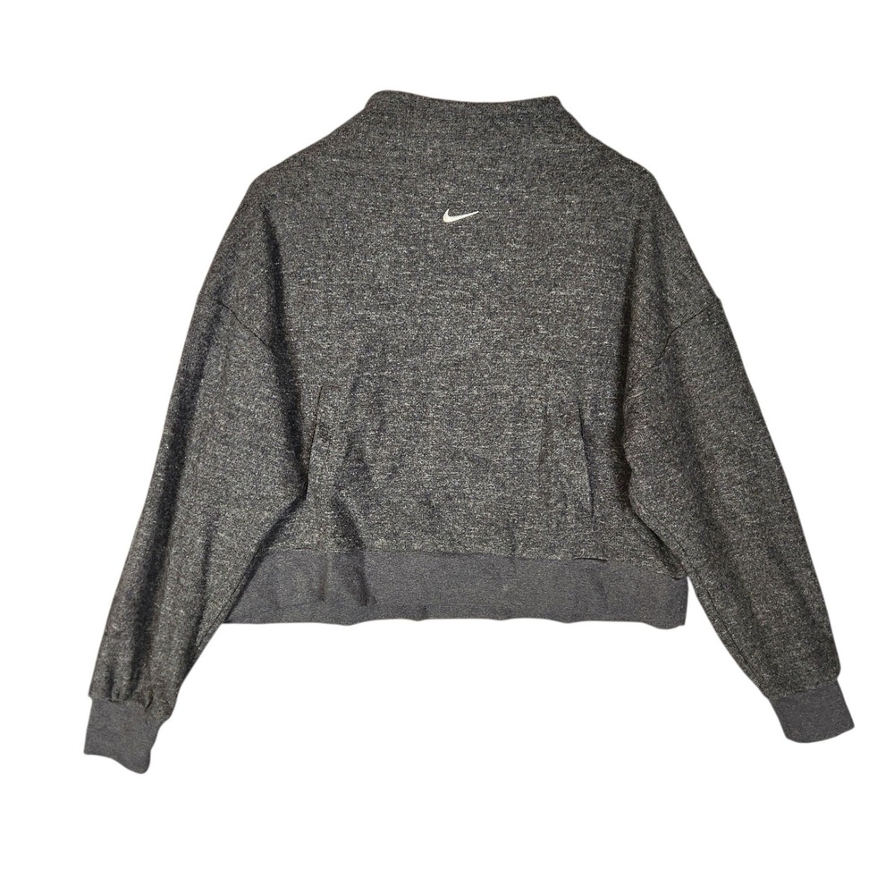 Nike Therma-FIT Mock Neck Sweatshirt Women's M Gray Cropped Boxy Pullover
